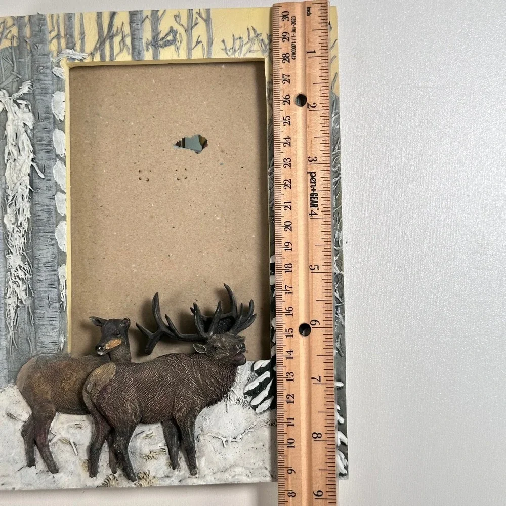 Vintage Elk Deer Picture Frame 4x6 Brown Rustic Cabin‎ Lodge Decor 3D
